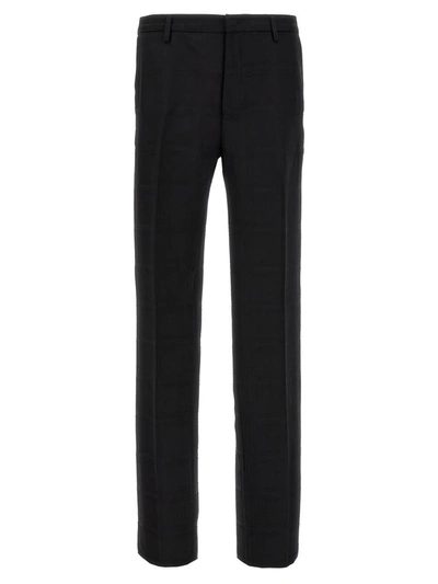 Etro Check Wool Trousers Pants Black In Black