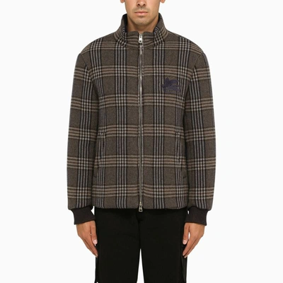 Shop Etro Checked Padded Jacket In Multicolor