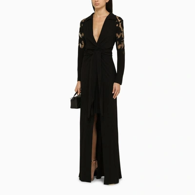 Shop Etro Dress With Tulle Details In Black
