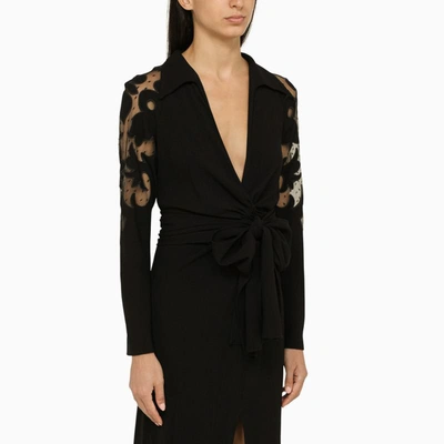 Shop Etro Dress With Tulle Details In Black