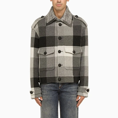 Shop Etro Jacket With Check Pattern In Grey