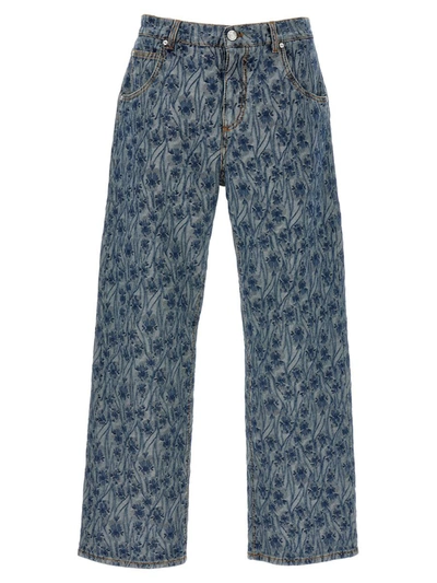 Shop Etro Jacquard Jeans In Blue