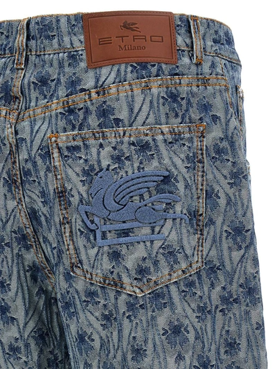 Shop Etro Jacquard Jeans In Blue