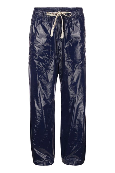 Shop Etro Nylon Drawstring Trousers In Blue
