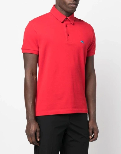 エトロ メンズ ポロシャツ トップス Red Polo Shirt With Embroidered
