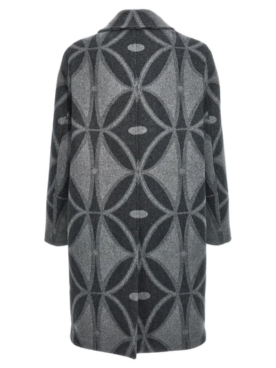 Shop Etro Single Breast Jacquard Coat In Gray