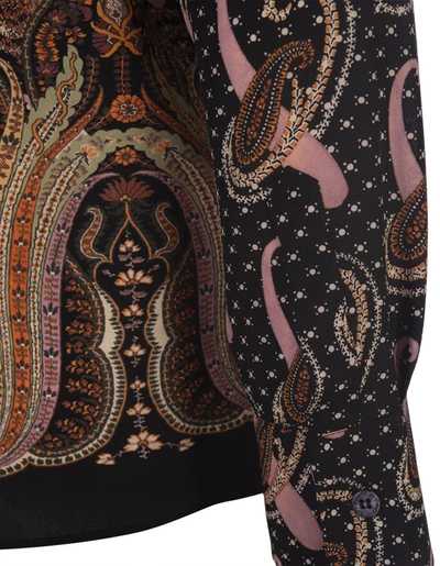 Shop Etro Silk Shirt With Paisley And Polka Dot Patterns In Pink In Black