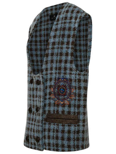 Shop Etro Light Blue Wool Vest