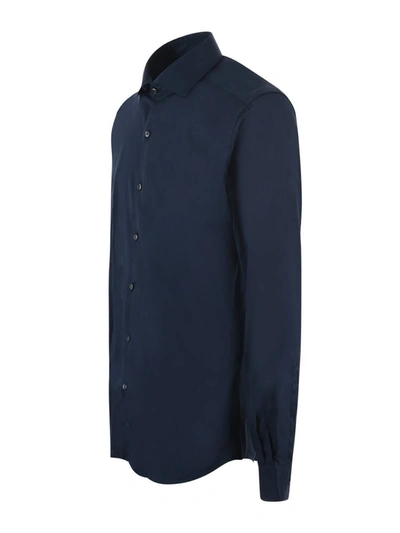 Fay Tailored Long Sleeves Cotton Shirt In Blue