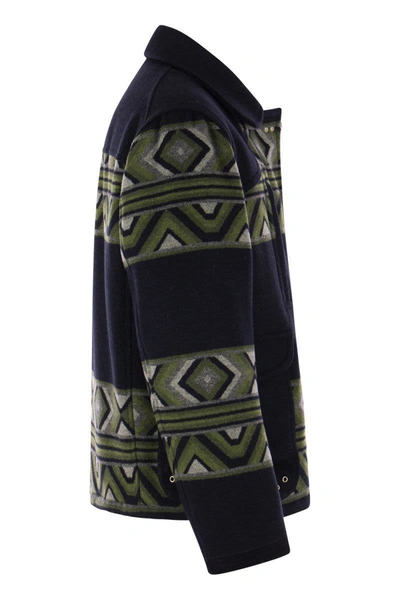 Shop Fay 4 Yateh Hooks - Coat With Hooks In Black/grey/green