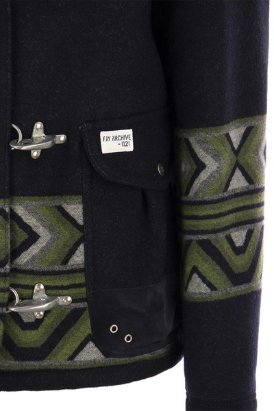 Shop Fay 4 Yateh Hooks - Coat With Hooks In Black/grey/green