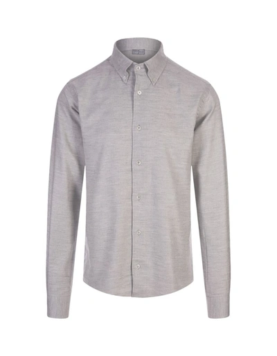 Shop Fedeli Melange Stretch Cotton Shirt In Grey