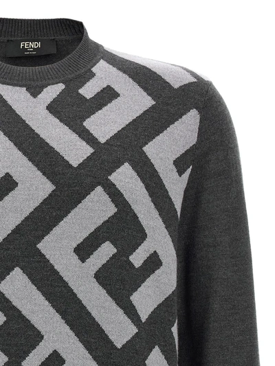 Shop Fendi 'ff' Sweater In Gray