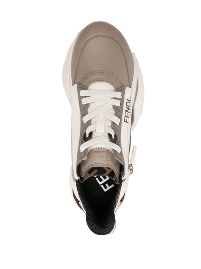 Shop Fendi Flow Leather Sneakers In White