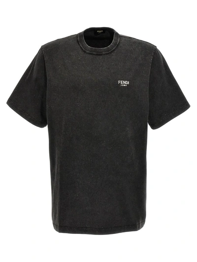 Shop Fendi Logo T-shirt In Black