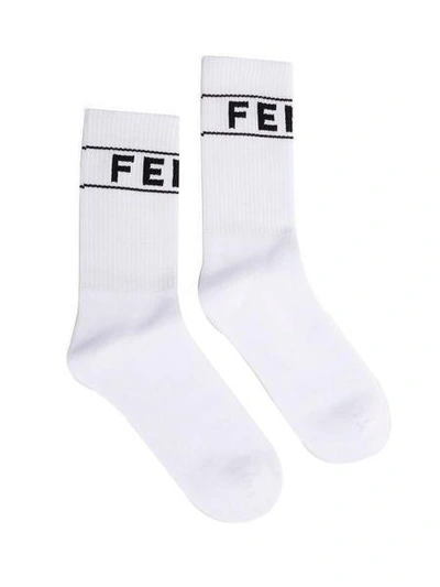 Shop Fendi Socks In Bianco