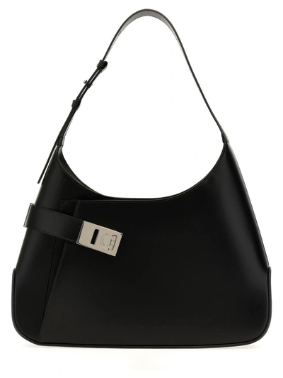 Shop Ferragamo 'archivio' Shoulder Bag In Black