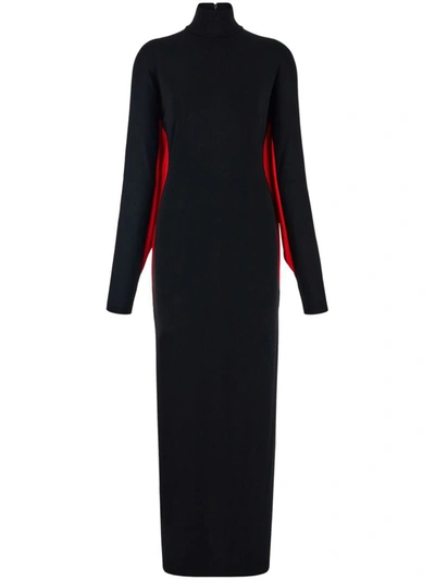 Shop Ferragamo Bat-sleeves Long Dress In Black