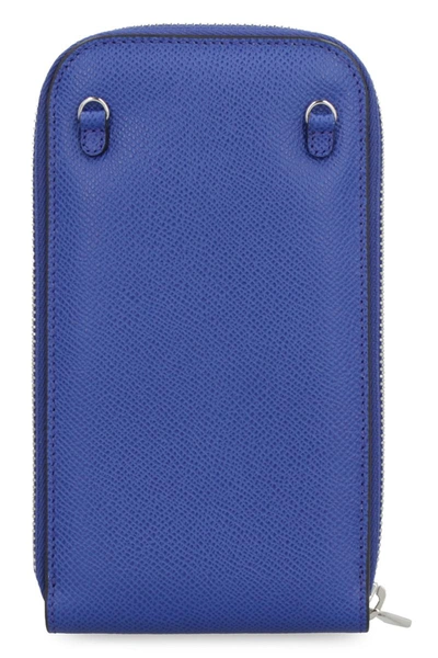 Shop Ferragamo Gancini Leather Mobile Phone Case In Blue