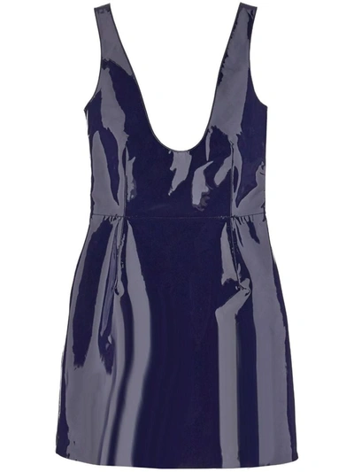 Shop Ferragamo Patent Leather Mini Dress In Blue