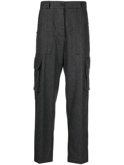 Shop Forte Forte Forte_forte Cargo Pants In Pinstriped Flannel In Gray