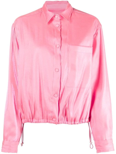 Shop Forte Forte Forte_forte Padded Shirt In Shiny Satin In Pink