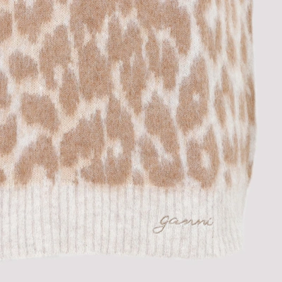 Shop Ganni Leopard Vest Gilet In Nude &amp; Neutrals