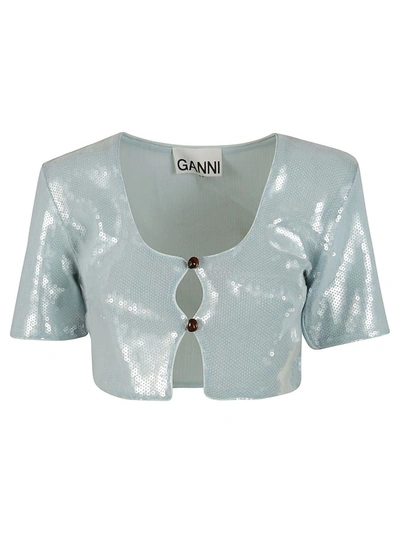 Shop Ganni T-shirts And Polos In Ice Water