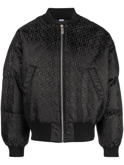 Gcds Padded Nylon Bomber Jacket In Black