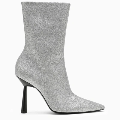 Shop Gia Borghini High Silver Ankle Boot In Metal