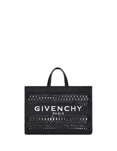Shop Givenchy Braided Raffia Medium G-tote Bag In Black