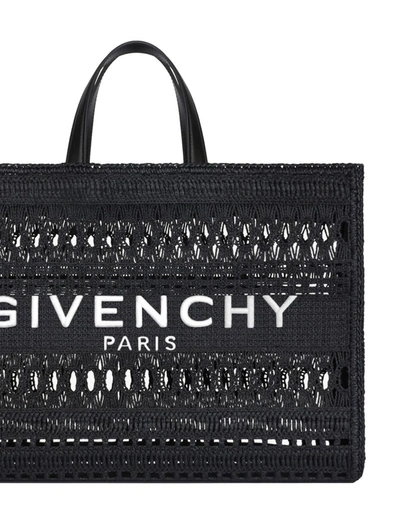 Shop Givenchy Braided Raffia Medium G-tote Bag In Black