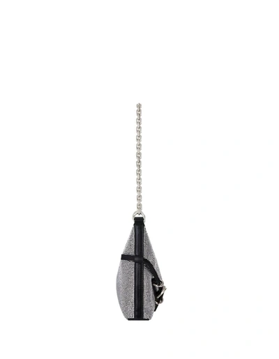 Shop Givenchy Voyou Party Bag In Black Satin With Rhinestones In Grey