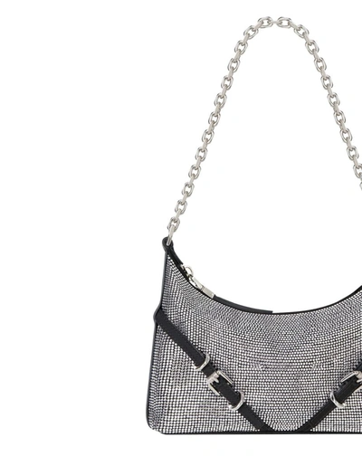 Shop Givenchy Voyou Party Bag In Black Satin With Rhinestones In Grey