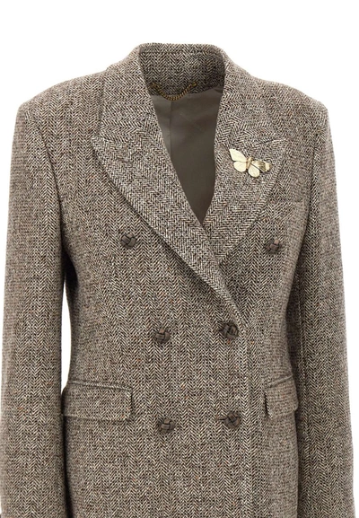 Shop Golden Goose "diva" Wool And Silk Blazer In Beige