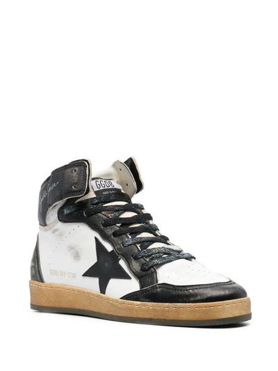 Shop Golden Goose Sky-star Leather Sneakers In White