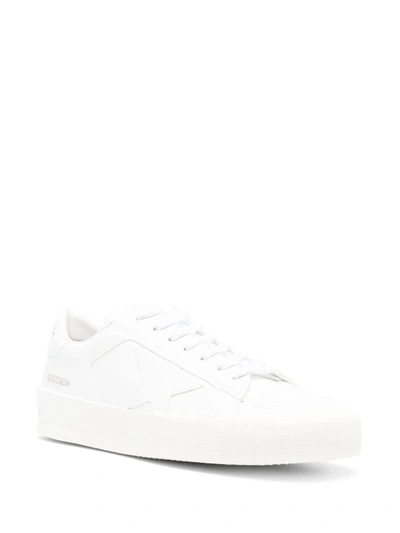 Shop Golden Goose Stardan Leather Sneakers In White