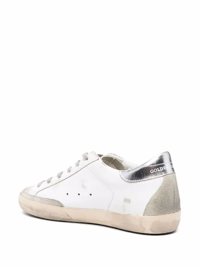 Shop Golden Goose Super-star Leather Upper And Star Suede Toe And Spur Laminated Heel Metal Lettering Sho In White