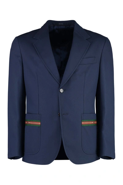 Shop Gucci Single-breasted Two-button Jacket In Blue