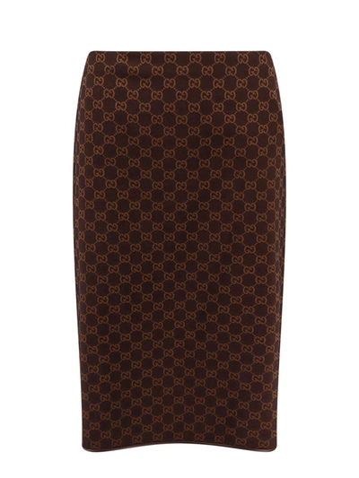 Shop Gucci Skirt In Brown