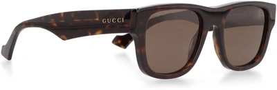 Shop Gucci Squared Sunglasses In Brown