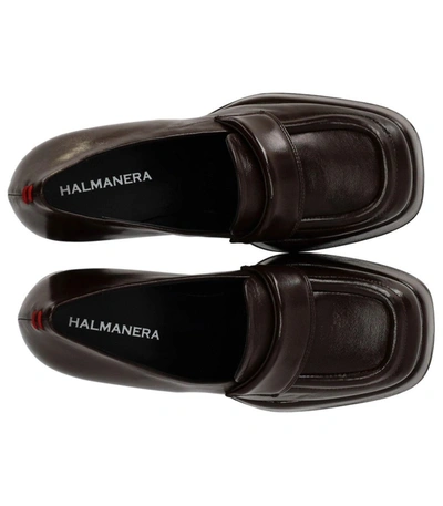 Shop Halmanera Glaze Dark Brown Heeled Loafer