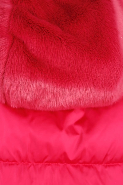 Shop Herno Satin And Lady Faux-fur Cape In Pink