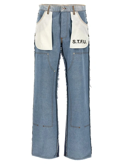 Shop Heron Preston 'washed Insideout Carpenter' Jeans In Blue