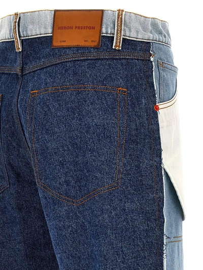 Shop Heron Preston 'washed Insideout Carpenter' Jeans In Blue