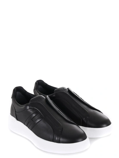 Hogan H580 Slip On Sneakers - Leather - White In Black