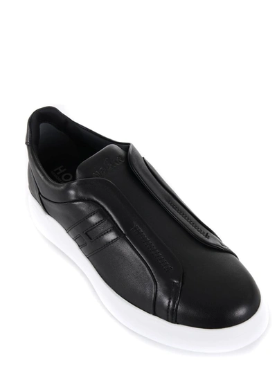 Hogan H580 Slip On Sneakers - Leather - White In Black