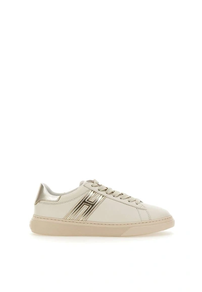 Shop Hogan "h365 " Leather Sneakers In White