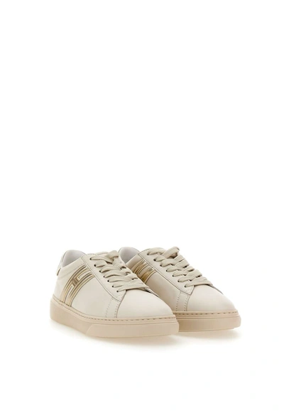 Shop Hogan "h365 " Leather Sneakers In White