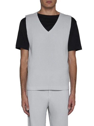 Shop Issey Miyake Homme Plisse  T-shirts And Polos In Lt Gray